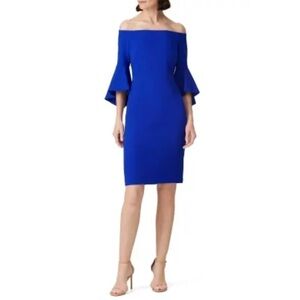 Chelsea28 Ruffle Off the Shoulder Dress Blue